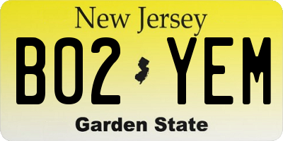 NJ license plate B02YEM