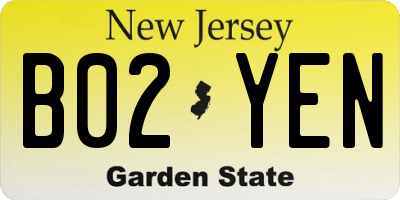 NJ license plate B02YEN