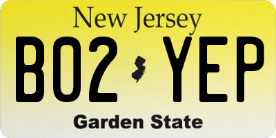 NJ license plate B02YEP