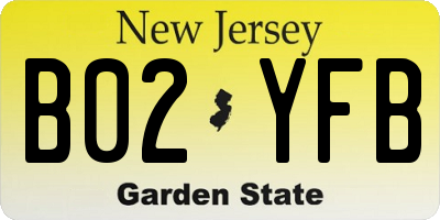 NJ license plate B02YFB