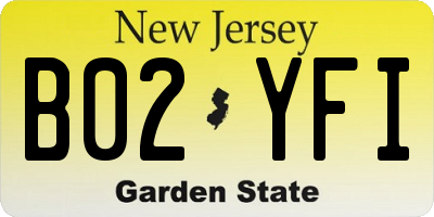 NJ license plate B02YFI
