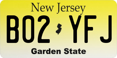 NJ license plate B02YFJ