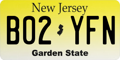 NJ license plate B02YFN