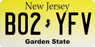 NJ license plate B02YFV