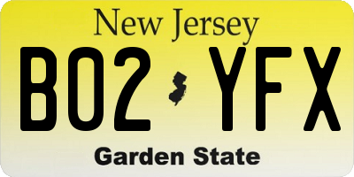 NJ license plate B02YFX