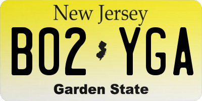 NJ license plate B02YGA
