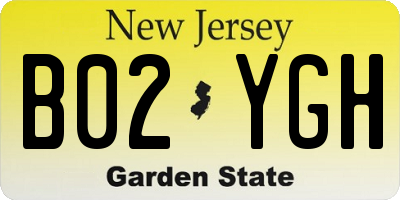 NJ license plate B02YGH