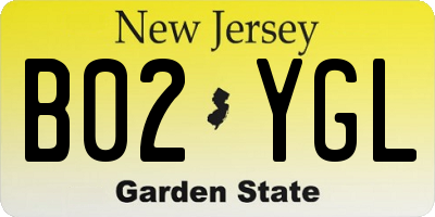 NJ license plate B02YGL