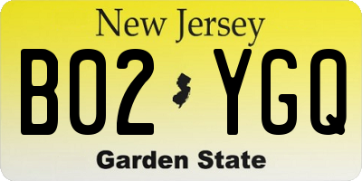NJ license plate B02YGQ