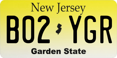 NJ license plate B02YGR