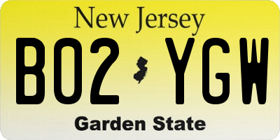 NJ license plate B02YGW