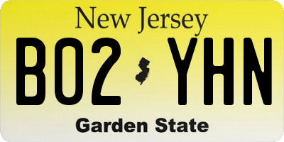 NJ license plate B02YHN