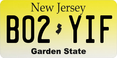 NJ license plate B02YIF