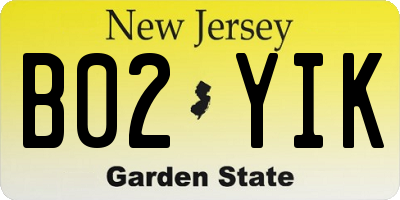 NJ license plate B02YIK