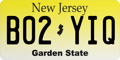 NJ license plate B02YIQ