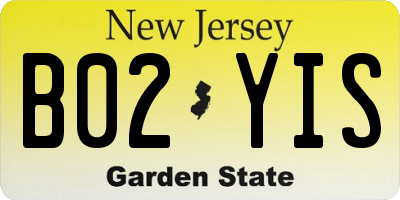 NJ license plate B02YIS