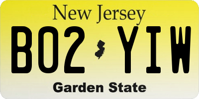 NJ license plate B02YIW