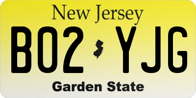 NJ license plate B02YJG