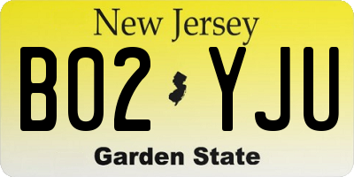 NJ license plate B02YJU