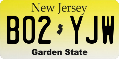 NJ license plate B02YJW
