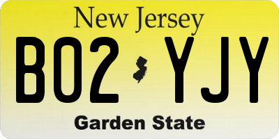 NJ license plate B02YJY