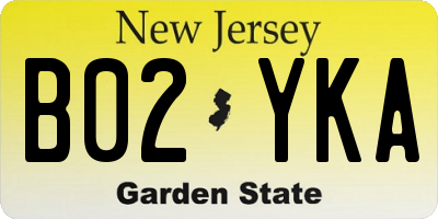 NJ license plate B02YKA