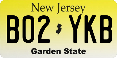 NJ license plate B02YKB