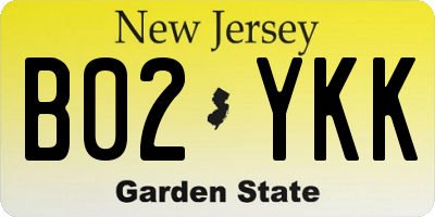 NJ license plate B02YKK
