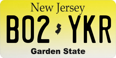 NJ license plate B02YKR