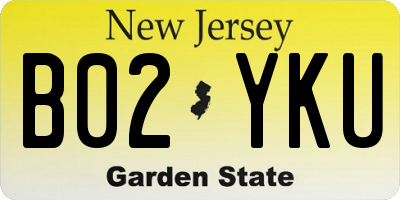 NJ license plate B02YKU