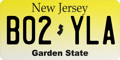 NJ license plate B02YLA