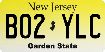 NJ license plate B02YLC