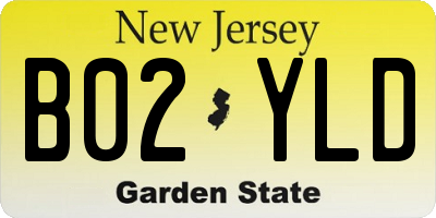 NJ license plate B02YLD