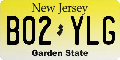 NJ license plate B02YLG