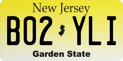 NJ license plate B02YLI