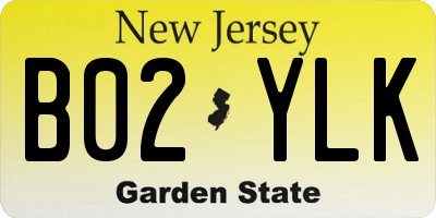 NJ license plate B02YLK