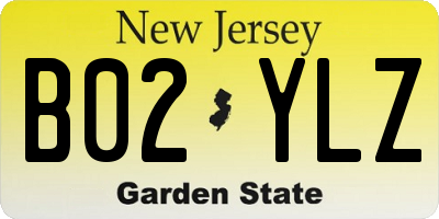 NJ license plate B02YLZ