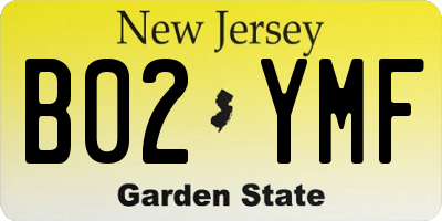 NJ license plate B02YMF