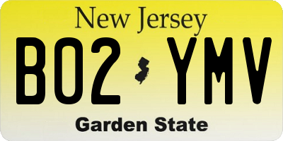 NJ license plate B02YMV