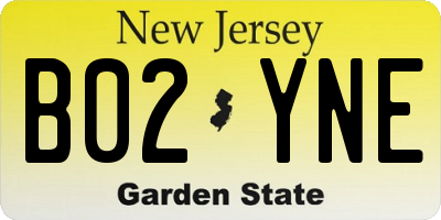 NJ license plate B02YNE