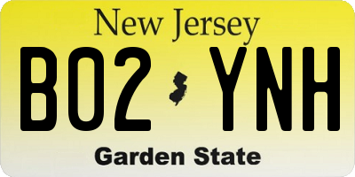 NJ license plate B02YNH