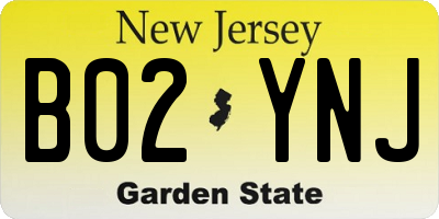 NJ license plate B02YNJ