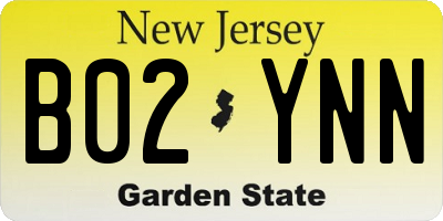 NJ license plate B02YNN