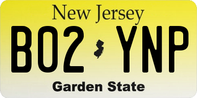 NJ license plate B02YNP