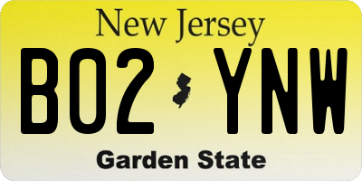 NJ license plate B02YNW