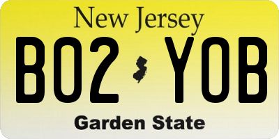 NJ license plate B02YOB