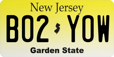 NJ license plate B02YOW