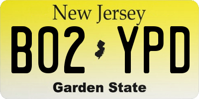 NJ license plate B02YPD