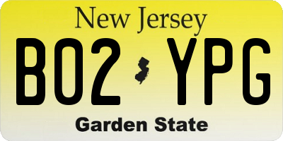 NJ license plate B02YPG
