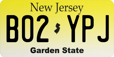 NJ license plate B02YPJ